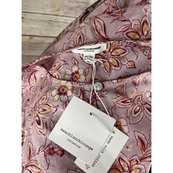 Beach Lunch Lounge XS NWT Tunic Blouse Tiered Ruffled Hem Boho Mixed Floral - Picture 9 of 10